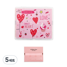 바루쟈 거울케이스 기름종이 핑크하트, 200매입, 5세트