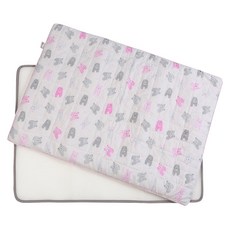 hwamo baby 嬰兒可拆式透氣薄睡墊+莫代爾睡墊套, 粉色熊熊款