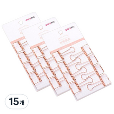 델리 메탈 와이어 더블클립 5호 19mm 9414 로즈골드 8p, 15개