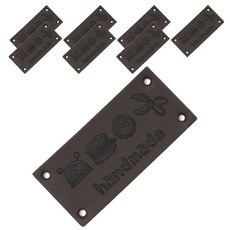 동대문단추왕 인조가죽 핸드메이드라벨 48*22mm, 다크브라운, 8개