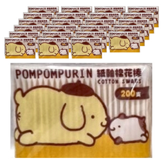 布丁狗 紙軸棉花棒 200支 100%純棉 清潔耳部及眼部化妝, 24包