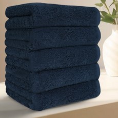 Terrique 頂級飯店毛巾 200g 40支 精梳棉, 5個, 靛藍色