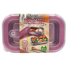 Quasi 柏林多功能雙層餐盒 SUS 304 雙層容量 BPA Free, 粉色, 1個