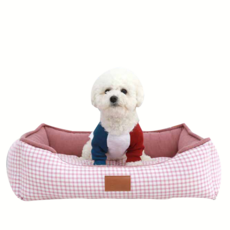 REDPUPPY 棋盤格涼感寵物方墊, 亮粉色