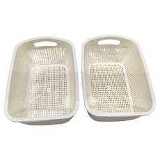 沐慕家居 雙層濾水洗菜藍 白色, 30 x 21 x 14cm, 2個