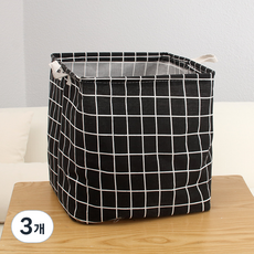 라온투유 심플 패턴 다용도 바구니, 31 큰 검은색 격자 무늬, 3개