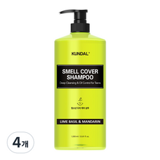 쿤달 올데이 스멜커버 청소년 샴푸 라임바질앤만다린향, 1L, 4개