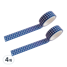 Betterbuys 格子手帳裝飾紙膠帶, 4個, 深藍色