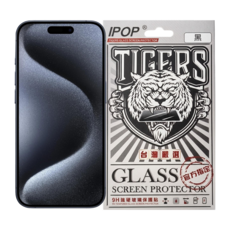 IPOP 螢幕保護貼 鋼化玻璃 iPhone 15 Pro 9H 0.26mm Anti-fingerprint HD Clear 黑