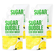 슈가버블 친환경 주방세제 레몬 크러쉬 리필, 1.2L, 4개