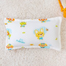Pororo 泡泡紗印花枕套 25*45cm, 藍色