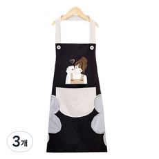 허브플러스 타올 패브릭 방수 앞치마, 블랙, 3개
