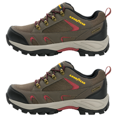 GOODYEAR 固特異 男款 低筒防水戶外鞋, 夜間安全反光, 抓地耐磨大底, 265mm, 咖啡色