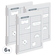 MUNID 線圈四分割5mm方格筆記本, 灰色, 6個