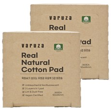 VARUZA 化妝棉 50x65 毫米 三層 無漂白劑 無螢光劑, 300片, 2盒