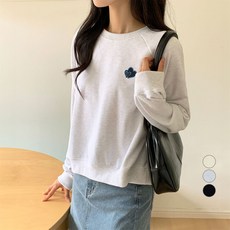 afinar 刺繡圖案拉克蘭袖半短版大學T HEART