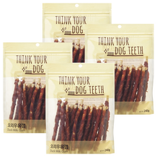 띵크유어도그티 강아지 딩고껌 스틱형 24P, 혼합맛(오리/우유), 240g, 4개
