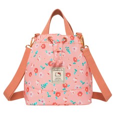 Hello Kitty 凱蒂貓 花園午茶 束口水桶包 KT03I03PK, 珊瑚粉