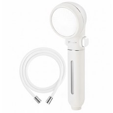 Nature Living 馬卡龍 開關濾心蓮蓬頭 + 防纏繞 PVC 蓮蓬頭軟管 2米, 1組, 白色