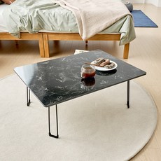 아이캔컴퍼니 E0등급 LPM 루미너스 접이식 거실테이블 800, 블랙마블