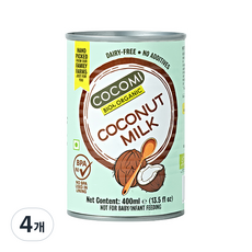 COCOMI 유기농 코코넛 밀크, 400ml, 4개