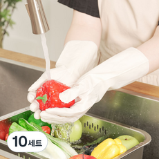 비바까사 벗기 쉬운 주방 니트릴 고무장갑 양손세트, 10세트, 중(M), 아이보리