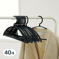 KAZT 圓形旋轉防肩角變形防滑針織衣架, 黑色, 40個