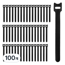 코멧 홈 찍찍이 케이블타이 고리형, 블랙, 100개