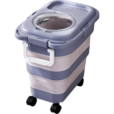 毛皇上 三折折疊飼料桶, 1個, 紫粉色, 24L