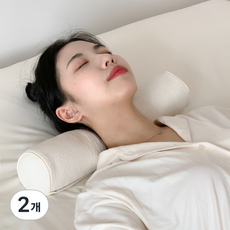 zipcok 微珠絎縫枕頭, 奶油米色, 2個