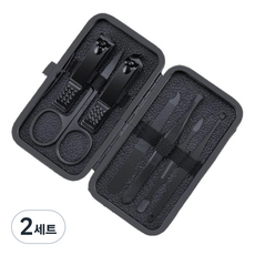 피피홈리빙 스텐 손톱 발톱 네일 도구 7종 세트, 2세트, 블랙