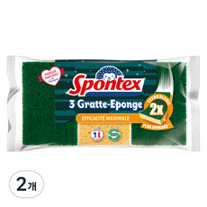 스폰텍스 EFFICACITÉ MAXIMALE 스피드 클린 스크럽 스펀지, 2개, 3개입