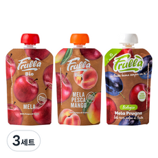푸루라 아동용 유기농 생과일 퓨레 사과 100g + 사과 복숭아 망고 100g + 사과 푸룬 100g 세트, 3세트