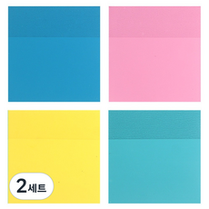 투데이리빙 반투명 스티커 노트 점착 메모지 CD_OST_AL080Q 4종 x 50p 세트, 블루, 핑크, 옐로우, 민트, 2세트