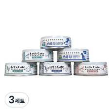 레츠케이트 전연령 고양이 오레오 블랙효모 컴플리트 뉴트리션 주식캔 6종, 혼합맛, 3세트