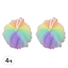 巴科傑 身體背部沐浴巾 毛巾 圓形沐浴球 60g, 彩虹, 1入, 4個