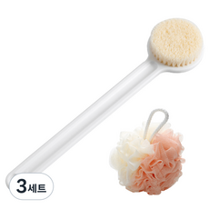 블랙조인 각질 제거 바디브러쉬 + 샤워볼 세트, 화이트(바디브러쉬), 샤워볼(랜덤발송), 3세트