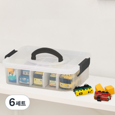 플라팜 레고 장난감 1단 정리함 + 칸막이 세트, 투명, 6세트