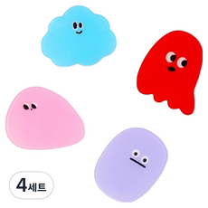 골드팡 리틀몬스터 아크릴 북클립 집게 4종 세트 혼합색상, 4세트