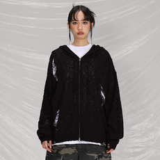 saintpain 十字破壞風針織拉鍊外套