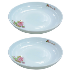 松村窯 安妮兔玫瑰強化菜盤2入 高密度結晶體強化 適用於烤箱、微波爐、電鍋、洗碗機, 1盒, Red, 菜盤