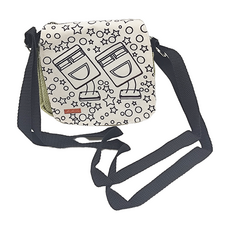 DIY手作繪圖文創包 珍珠粉/珍珠藍/珍珠綠/珍珠橘/黑色 背帶長度42-145公分 聚酯纖維/尼龍/PVC, 小(跨包16 x 15cm 袋蓋16 x 15cm)