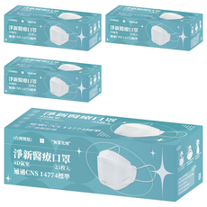 淨新科技 成人口罩 4D細耳, 25片, 4個, 太陽花灰