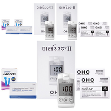 오상헬스케어 미래 3.3G 플러스 혈당측정기 + 시험지100매 + 침 110 + 솜 100매 세트, 3세트