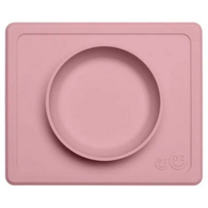 ezpz 快樂餐具, FDA認證矽膠耐溫220度C, 餐碗結合餐墊, 可微波、洗碗機, 防掀倒設計讓寶寶乖乖吃飯, 玫瑰粉, 1個