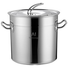 발룬피니 대용량 강화 스텐 들통 곰솥냄비, 45cm, 실버, 1개