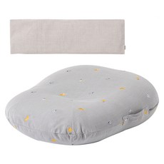 이몽 유아용 둥지 역류 방지 쿠션 커버분리형 Large + 좁쌀베게 세트, 그레이 + 코끼리