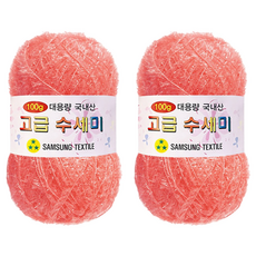 yarna 대용량 고급 수세미 뜨개실 100g, 140코랄핑크, 2개