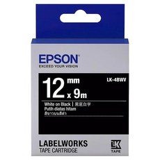 EPSON 標籤帶 12mm, 黑底白字, 9m, 1盒