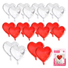 파티쇼 하트 은박 풍선 파스텔 2종 세트, 레드, 실버, 10세트